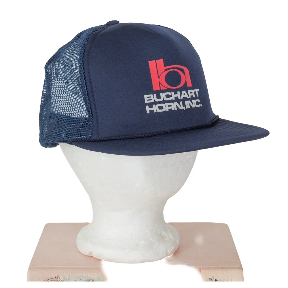 Buchart Horn Puff Print Snapback Trucker Hat Mesh Foam Builder Utility Dad Cap